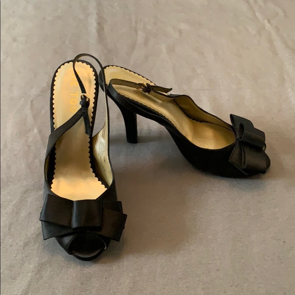 Me Too Jeanette Black Satin Bow Slingback
